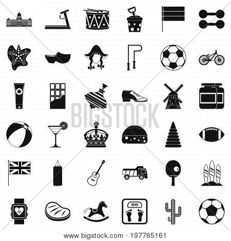 Flsg icons set. Simple style of 36 flsg vector icons for web isolated on white background