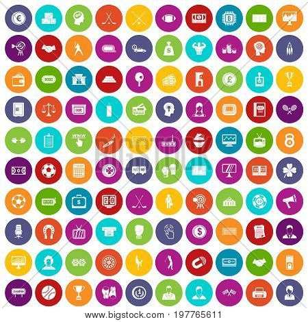 100 totalizator icons set in different colors circle isolated vector illustration
