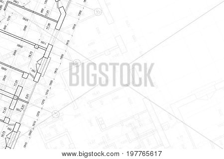 Part of abstract architectural project on the white background