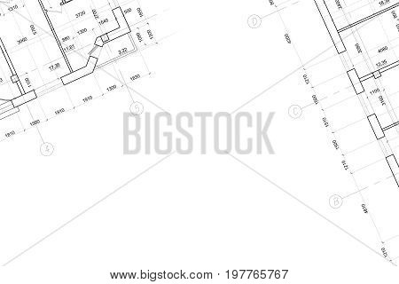 Part of abstract architectural project on the white background