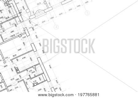Part of abstract architectural project on the white background