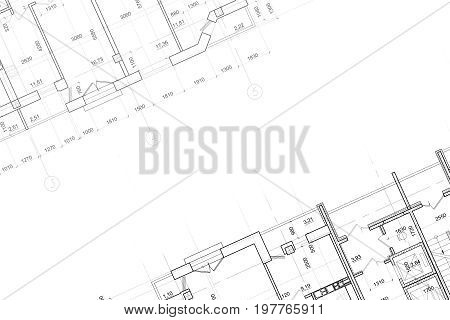 Part of abstract architectural project on the white background