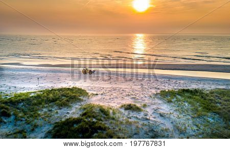 Sunset Over The Ocean In Wildwood, New Jersey Aerial
