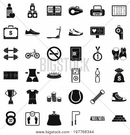 Basketball shoe icons set. Simple style of 36 basketball shoe vector icons for web isolated on white background