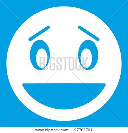 Confused emoticon white isolated on blue background vector illustration