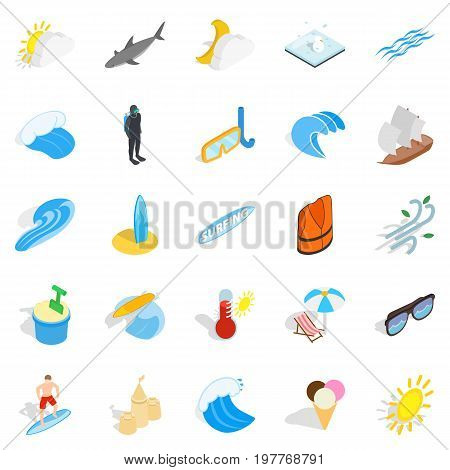 Rescuers icons set. Isometric set of 25 rescuers vector icons for web isolated on white background