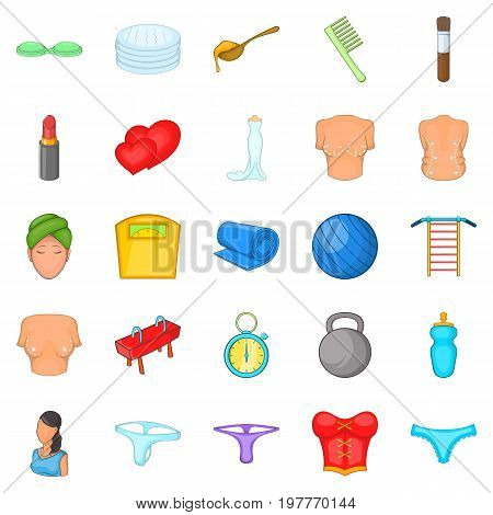Ideal figure icons set. Cartoon set of 25 ideal figure vector icons for web isolated on white background