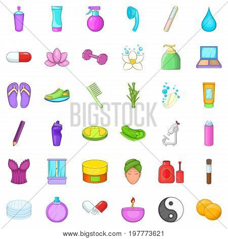 Hair style icons set. Cartoon style of 36 hair style vector icons for web isolated on white background