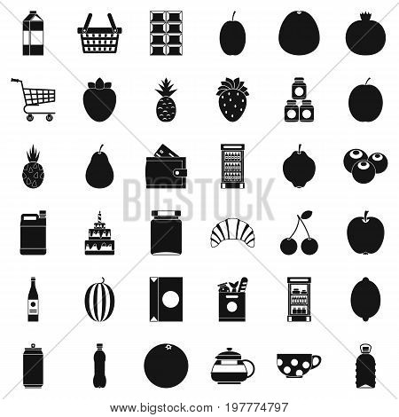 Food and drink icons set. Simple style of 36 food and drink vector icons for web isolated on white background