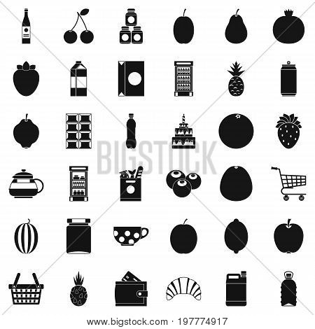 Different drinks icons set. Simple style of 36 different drinks vector icons for web isolated on white background