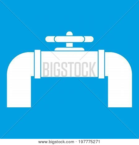 Industrial pipe valve icon white isolated on blue background vector illustration