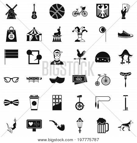Sport bicycle icons set. Simple style of 36 sport bicycle vector icons for web isolated on white background