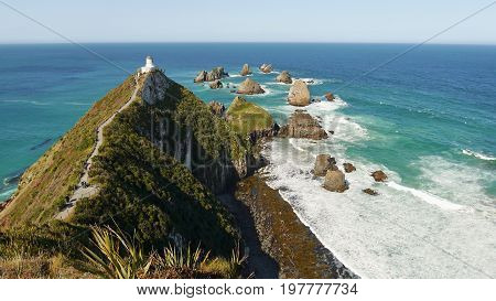 Nugget point. Rock Cliffs in the South of New Zealand