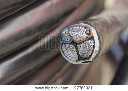 Cross Section Of Black Industrial Underground Cable