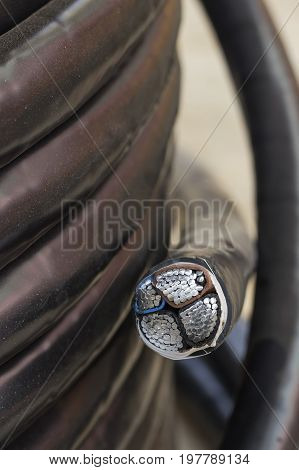 Cross Section Of Electric Black Industrial Underground Cable