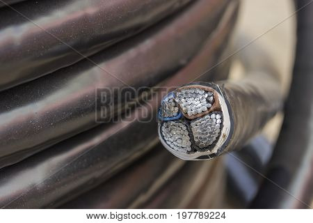 Cross Section Of Electric Black Industrial Underground Cable 2
