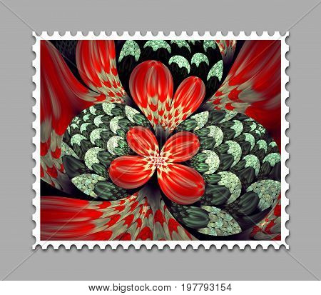 Computer Generated Fractal Artwork Stamp Template