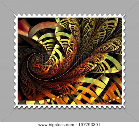 Computer Generated Fractal Artwork Stamp Template