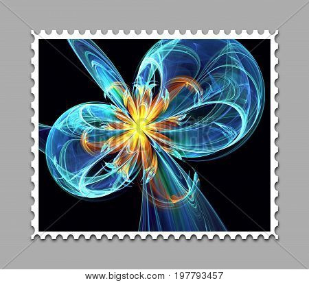 Computer Generated Fractal Artwork Stamp Template