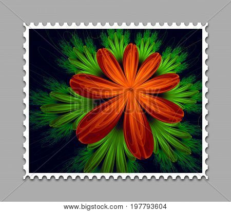 Computer Generated Fractal Artwork Stamp Template