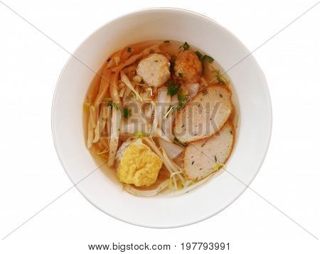 Fish Noodles : Big line Fish Balls Fish Line in White Bowl