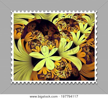 Computer Generated Fractal Artwork Stamp Template