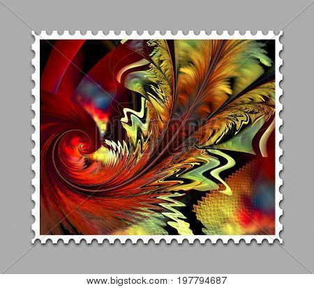 Computer generated stamp template with fractal artwork for creative use in artdesign and entertainment