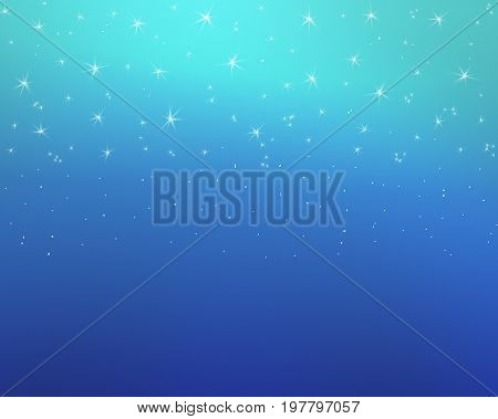 Beautiful blue sky and stars with light