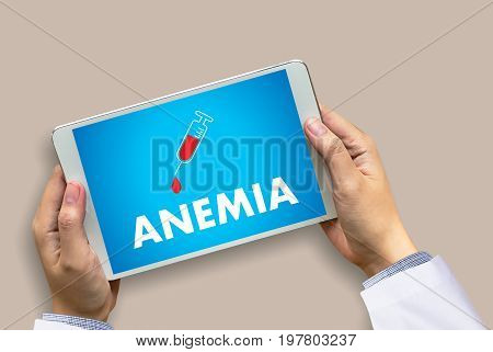 Anemia Blood For Test , Medical Concept , Diagnosis Iron Deficiency Doctor Hand Working Professional