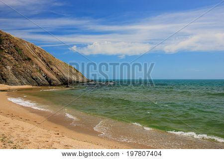 Seascape with beach at the mouth of the Veleka River Sinemorets Bulgaria