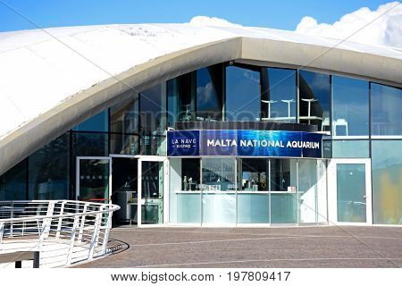 BUGIBBA, MALTA - MARCH 28, 2017 - View of National Aquarium in St Pauls Bay Bugibba Malta Europe, March 28, 2017.