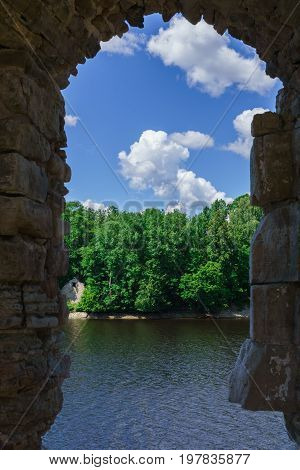 Ruins of the castle in Koknese in Latvia.July 2017