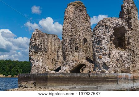 Ruins of the castle in Koknese in Latvia.July 2017