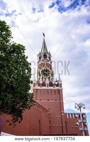 Kremlin Clock Tower, With A Red Star On The Tower