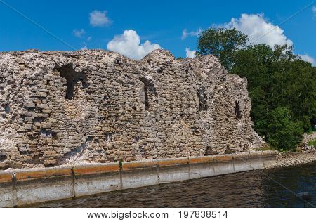 Ruins of the castle in Koknese in Latvia.July 2017