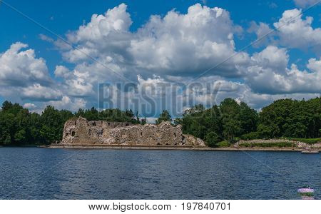 Ruins of the castle in Koknese in Latvia.July 2017