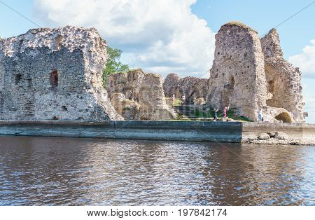 Ruins of the castle in Koknese in Latvia.July 2017