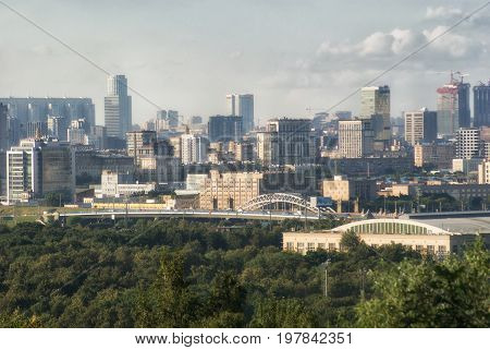 Panoramic View From The Hills Of Vorobyovy Gory To The City Of Moscow