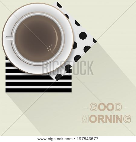 Good morning and coffee cup. vector illustration
