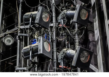 Spotlights & lighting equipment at the theater or Palace of culture.