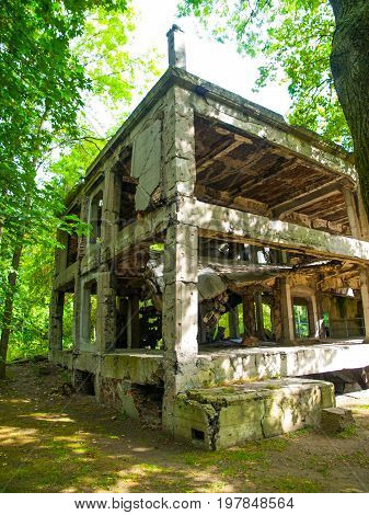 Ruined barracks on Westerplatte peninsula, Gdansk, Poland