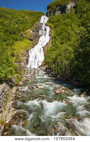 waterfall Hjellefossen near Ardal, Norway