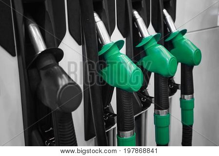 Fuelling nozzles at gas station