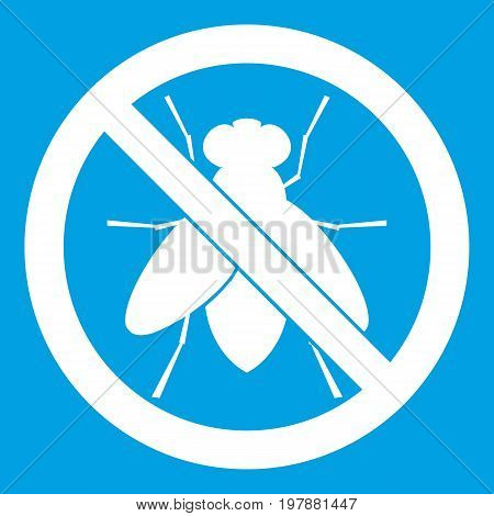 No fly sign icon white isolated on blue background vector illustration