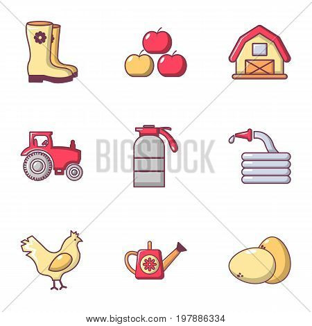 Agriculture stuff icons set. Flat set of 9 agriculture stuff vector icons for web isolated on white background
