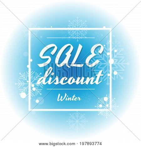 Winter sale on white and blue background with snowflake. Vector illustration. discount. big sale. super sale. anniversary. holiday. 1020305070 percent