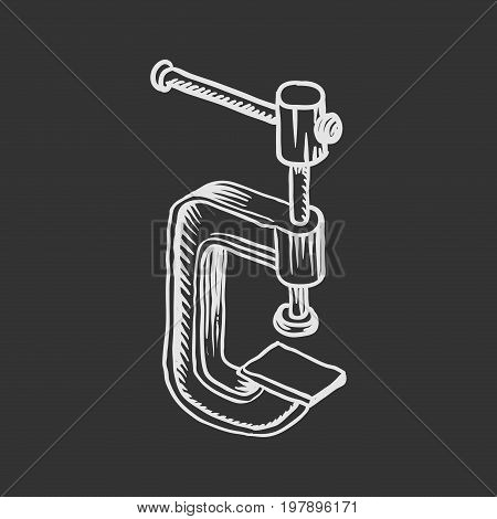 Vector hand drawn illustration of woodworking tools.