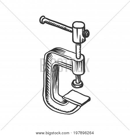 Vector hand drawn illustration of woodworking tools.