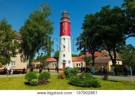 Baltijsk, Russia - July 30, 2017: Lighthouse Pillau summer sunny day time landscape