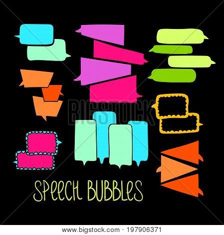 Set of hand-drawn dialog speech bubbles, color vector abstract illustration of speech bubbles, EPS 8